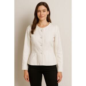 Paul & Joe Paris White Button-Up Blazer Jacket Small Clean French Old Money